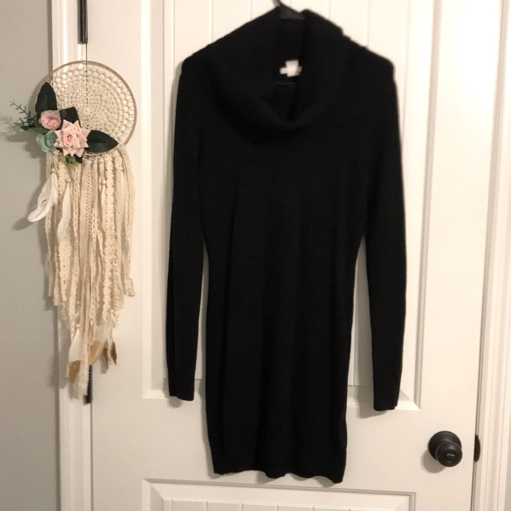 Cowl neck sweater dress